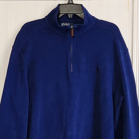 POLO RALPH LAUREN Quarter Zip Blue Pullover - XL - Picture 2 of 5